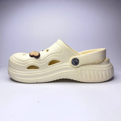 Cream Platform Clogs with Charms