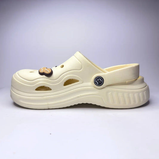 Cream Platform Clogs with Charms
