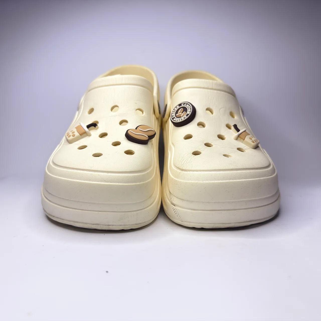 Cream Platform Clogs with Charms