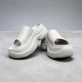 Chunky Platform Slides | Cream White Thick Sole Sliders | Wavy Sculpted Foam Slippers for Women