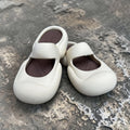 Cream Mary Jane Ballet Flats | Rounded Toe Foam Slides | Brown Lined Comfort Footwear for Women