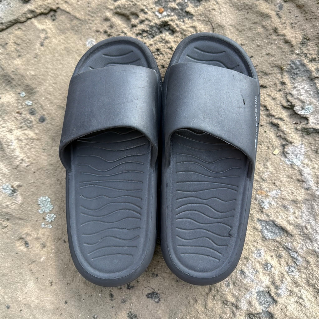 Nice Apcans Black Wave Sole Slides | Pillow Comfort Sliders | Branded Foam Slippers for Men