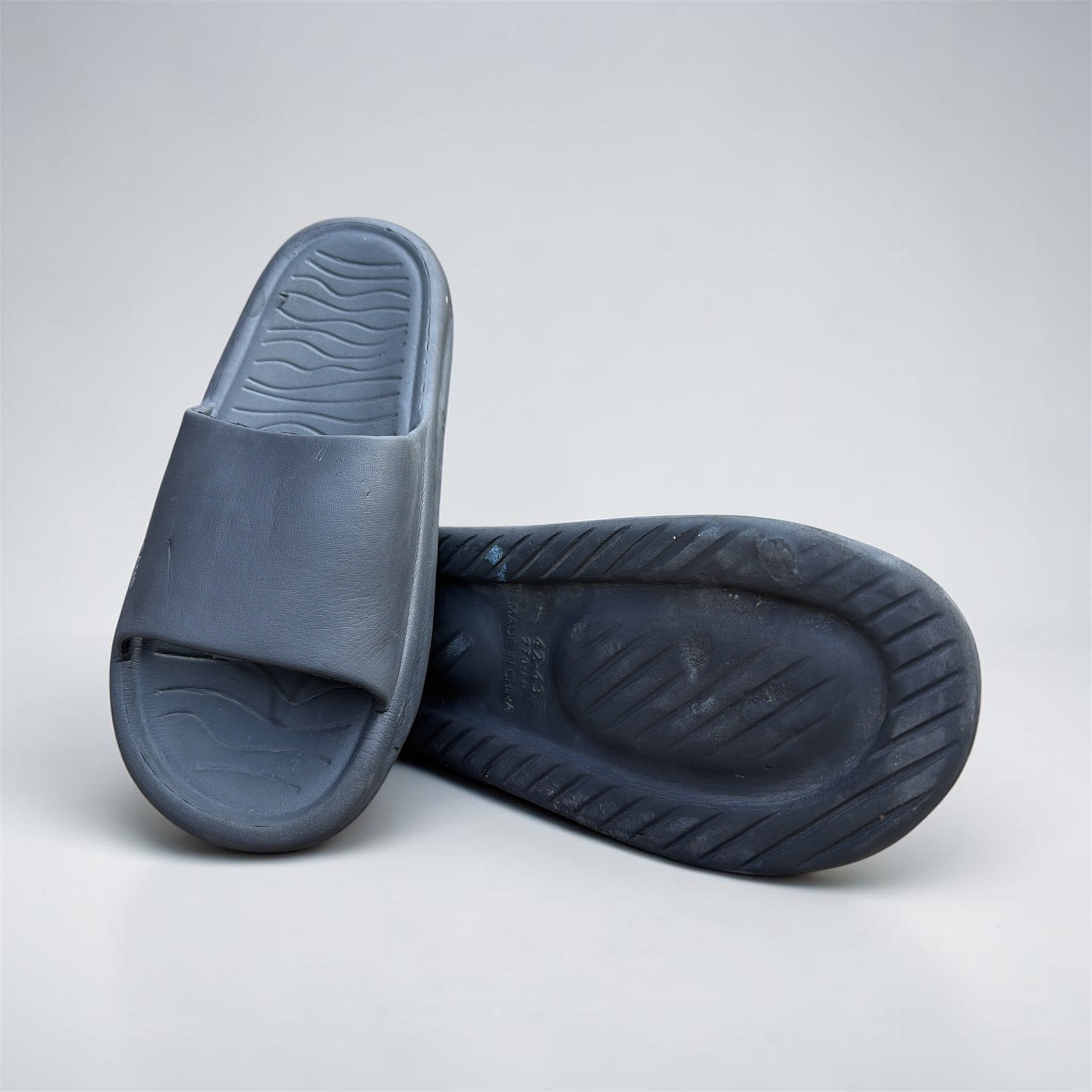 Nice Apcans Black Wave Sole Slides | Pillow Comfort Sliders | Branded Foam Slippers for Men