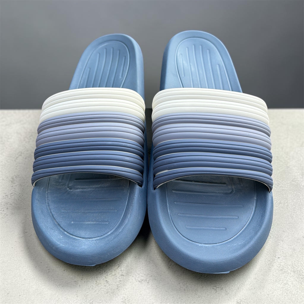 Blue Gradient Ribbed Slides | Ombre Foam Sliders | Cushioned Comfort Slippers for Men