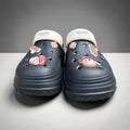 Teddy Island Navy Blue Clogs | Cream Trim with Cute Bear Charms | Branded Foam Clogs