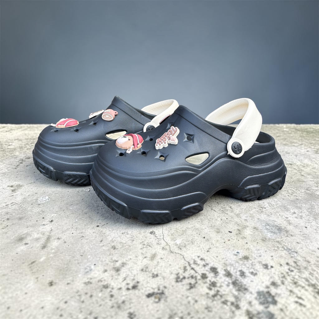 Teddy Island Navy Blue Clogs | Cream Trim with Cute Bear Charms | Branded Foam Clogs