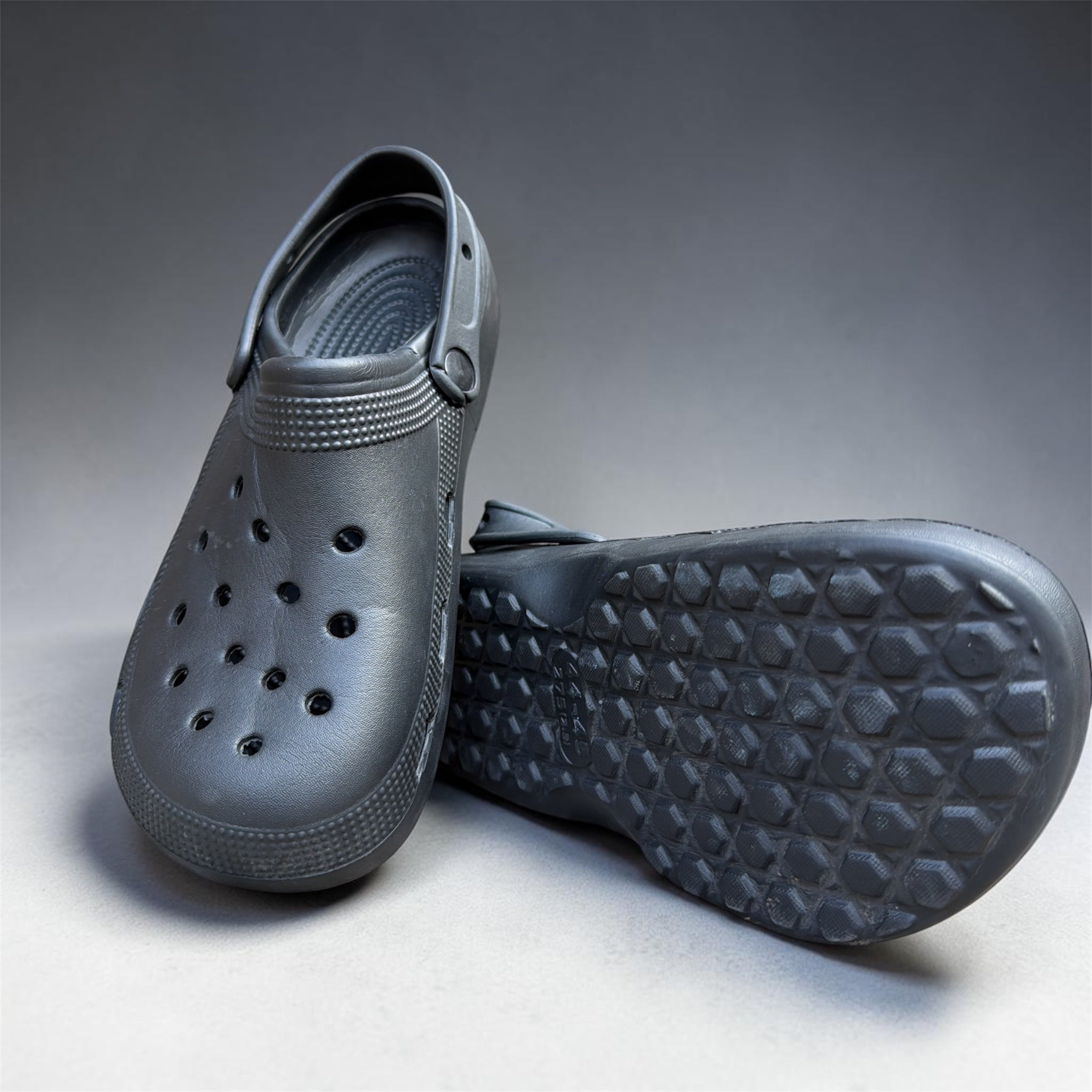 Dark Grey Classic Clogs | Plain Comfort Foam Clogs | Ventilated Slip-On Footwear