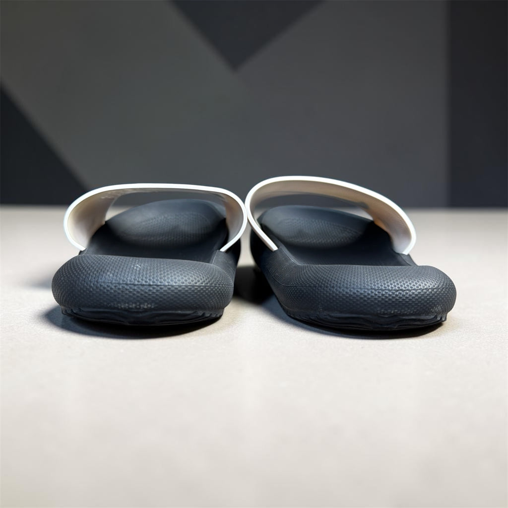Black & White Nike-Style Slides | Swoosh Logo Print | Comfortable Sport Sliders