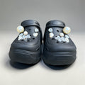Black Bling Clogs with Pearl & Rhinestone Charms | Glam Crystal Flower Decorated Clogs