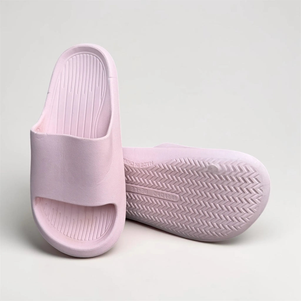 Baby Pink Cloud Slides | Chevron Sole Foam Sliders | Comfortable Slip-On Slippers
