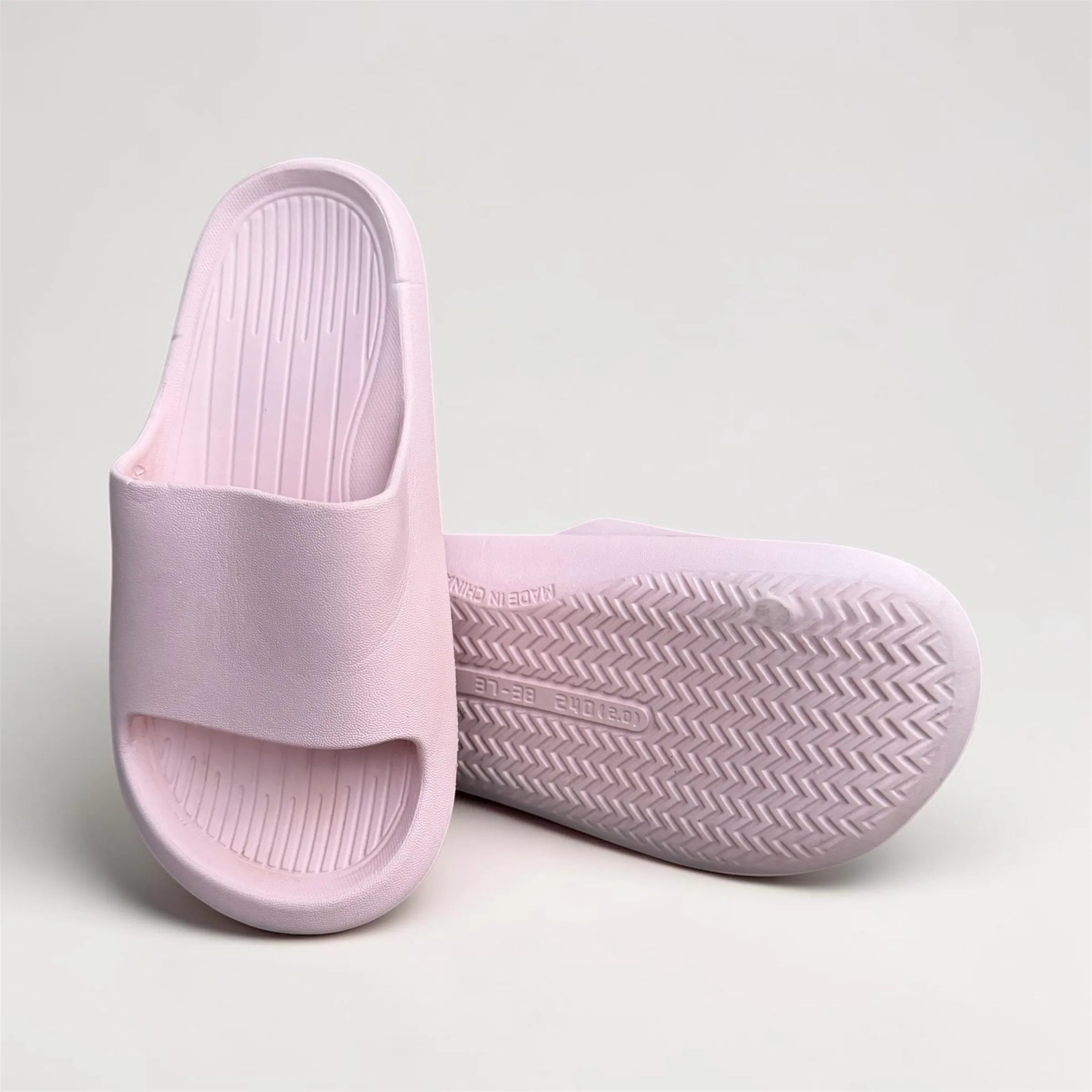Baby Pink Cloud Slides | Chevron Sole Foam Sliders | Comfortable Slip-On Slippers