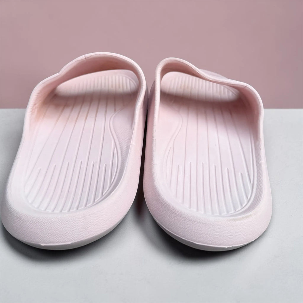 Baby Pink Cloud Slides | Chevron Sole Foam Sliders | Comfortable Slip-On Slippers