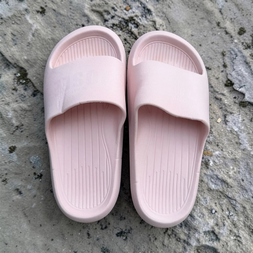 Baby Pink Cloud Slides | Chevron Sole Foam Sliders | Comfortable Slip-On Slippers