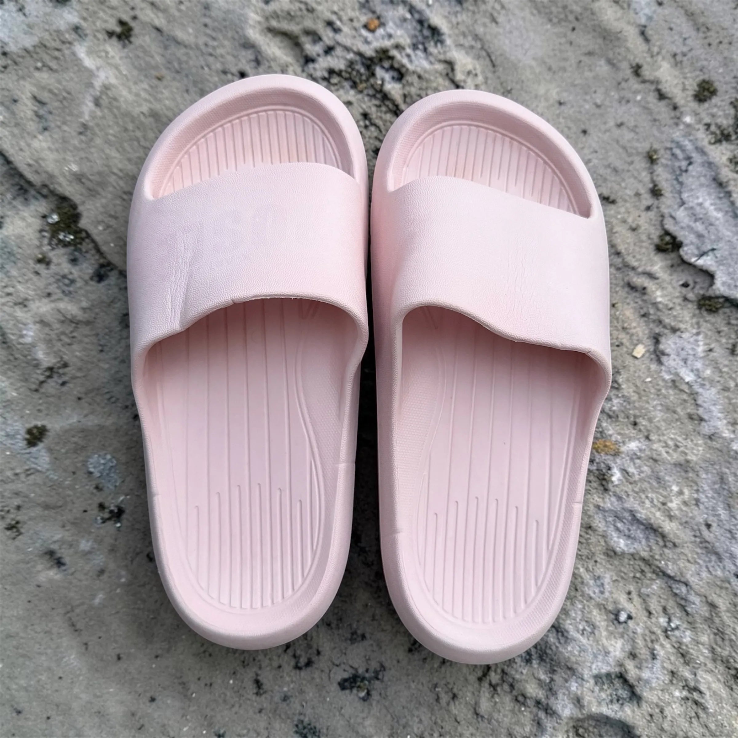 Baby Pink Cloud Slides | Chevron Sole Foam Sliders | Comfortable Slip-On Slippers