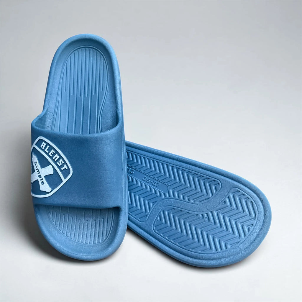 Blue ALENST Slides | Shield Badge Logo Print | Comfortable Sport Sliders