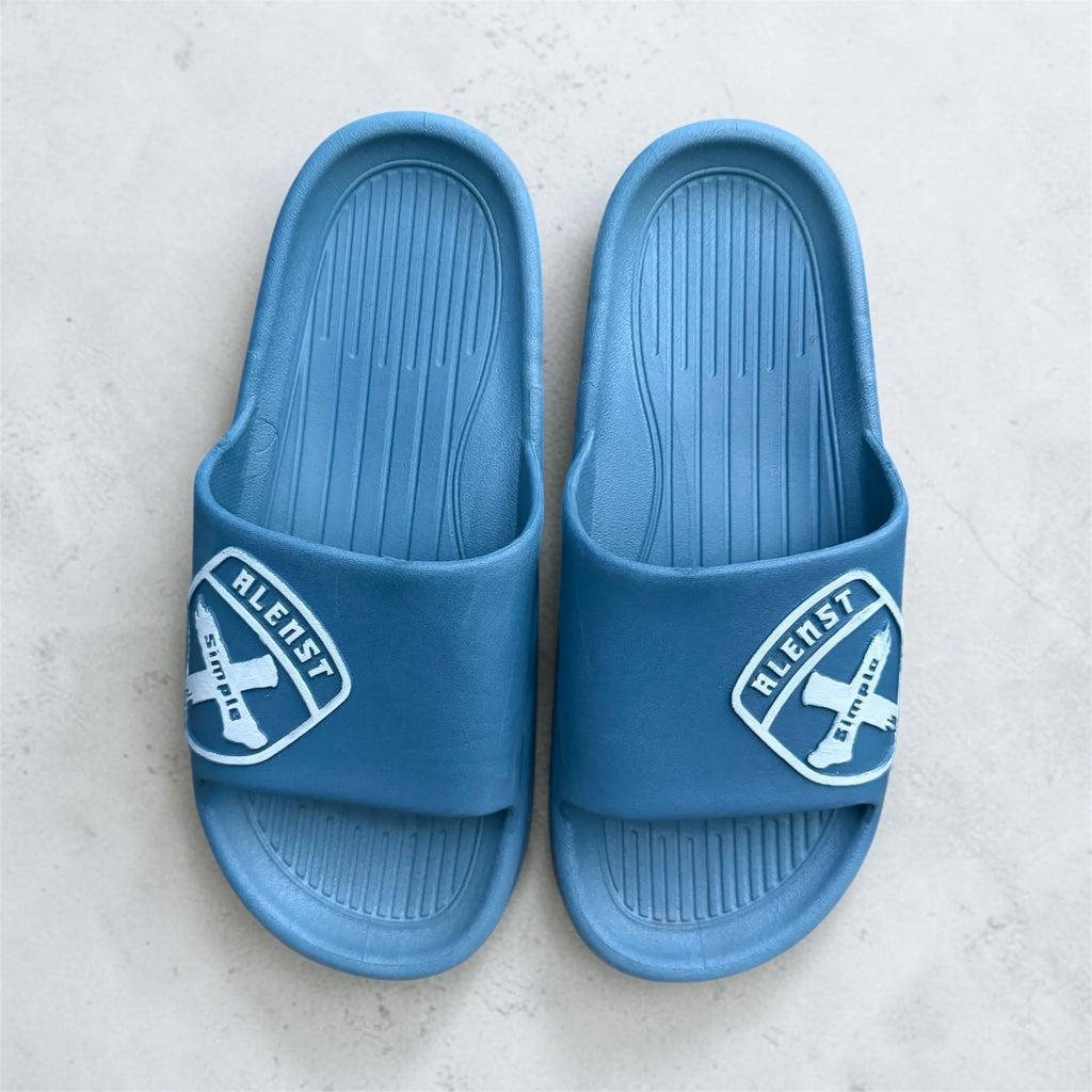 Blue ALENST Slides | Shield Badge Logo Print | Comfortable Sport Sliders