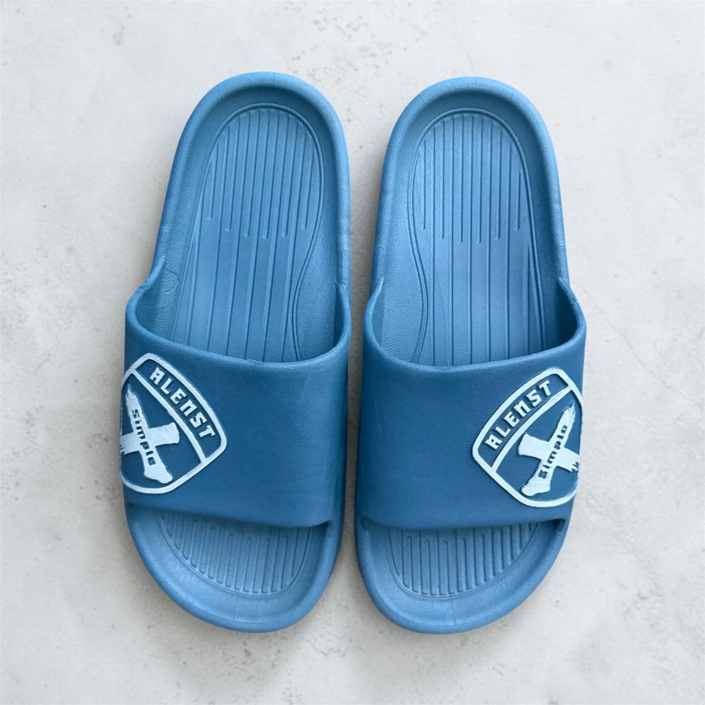 Blue ALENST Slides | Shield Badge Logo Print | Comfortable Sport Sliders