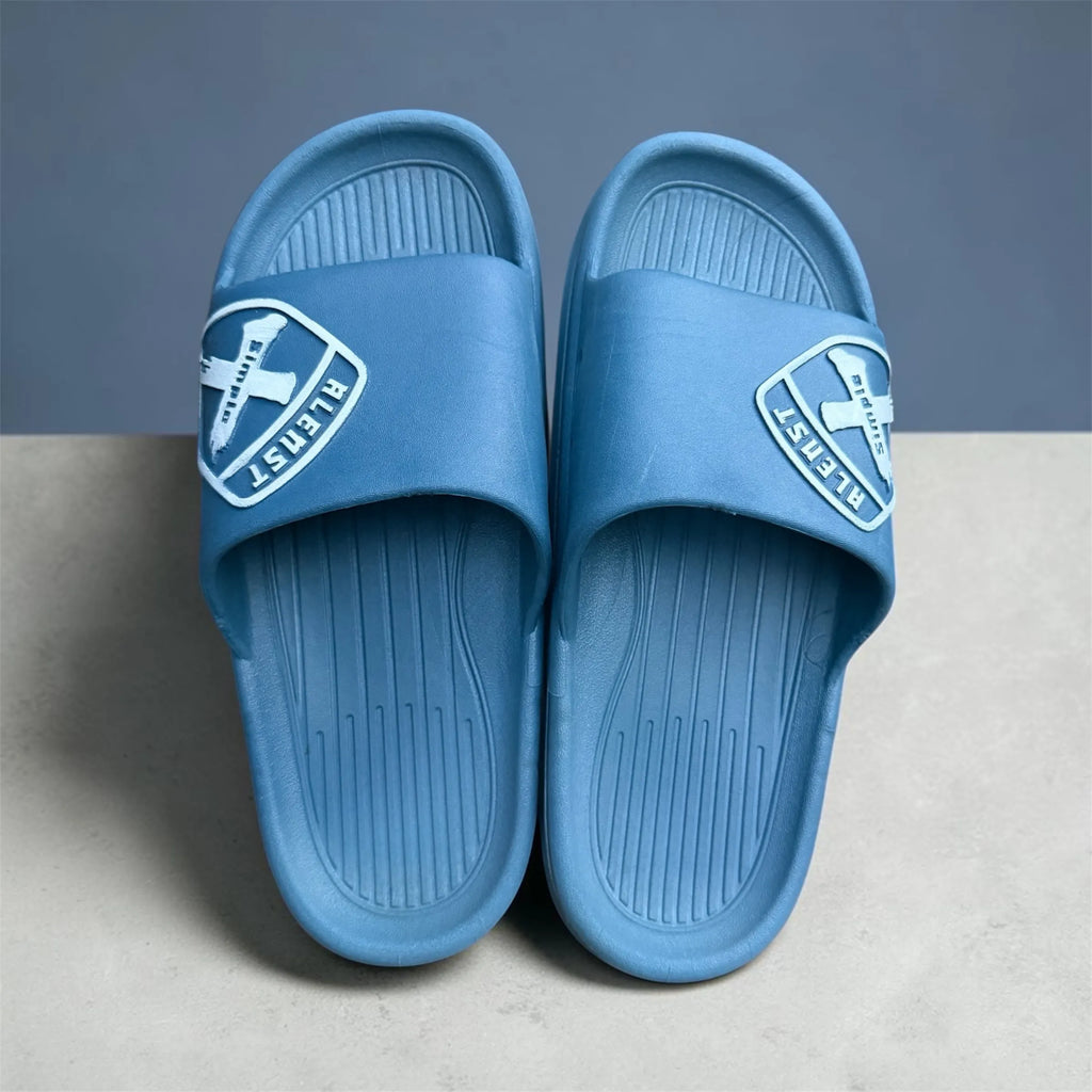 Blue ALENST Slides | Shield Badge Logo Print | Comfortable Sport Sliders