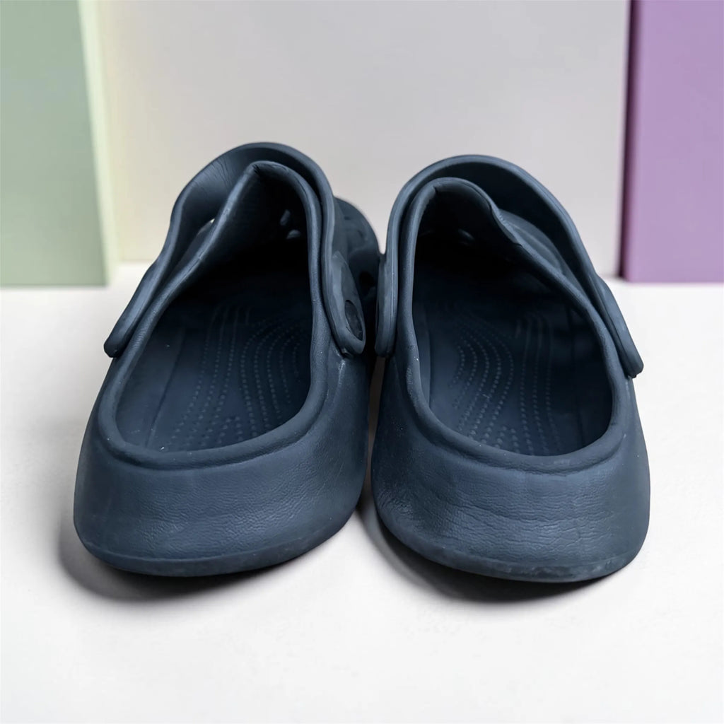 Grey Vented Clogs | Textured Wavy Sole Foam Footwear | Comfortable Slip-On Clogs