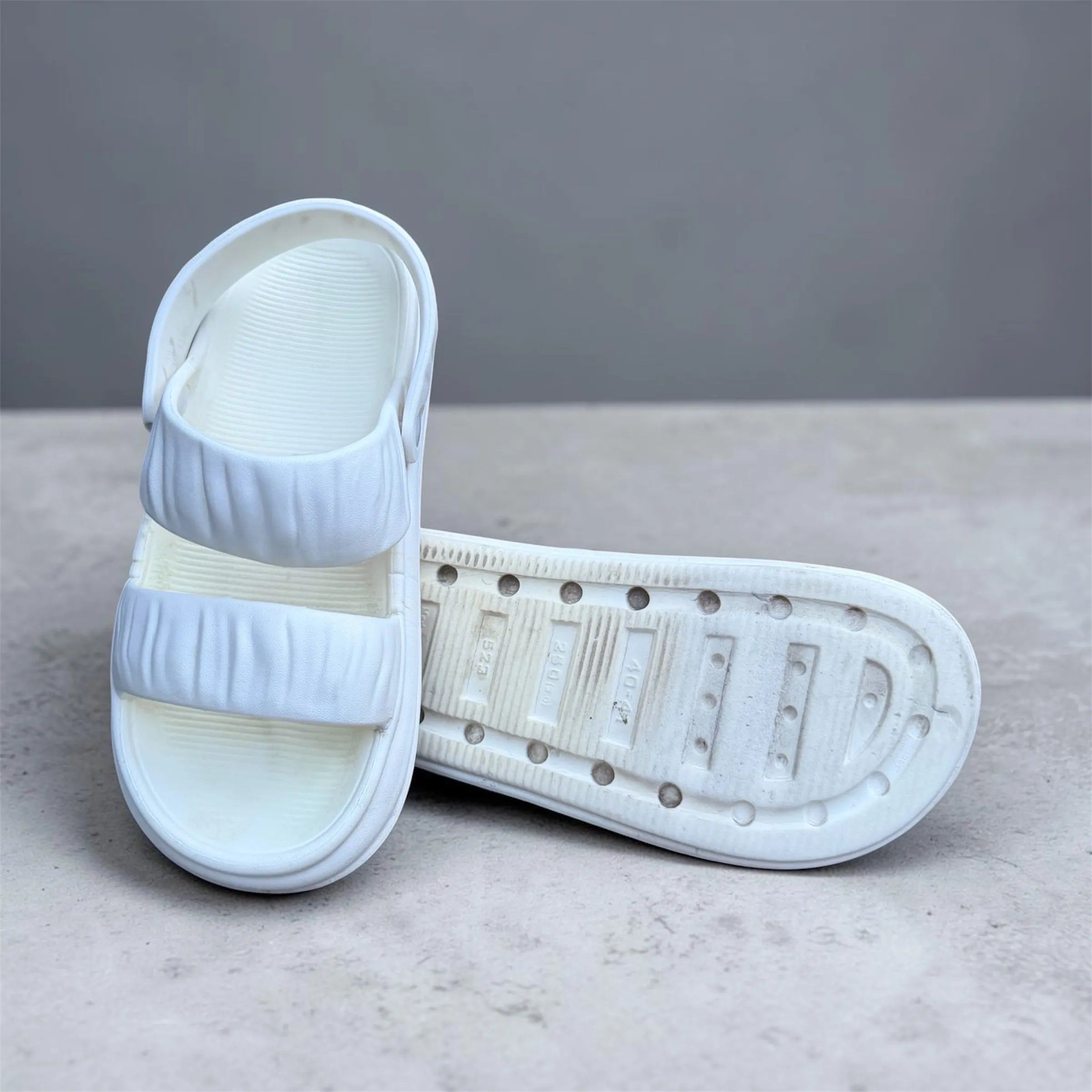 White Double Strap Sandals | Buckle Sport Sandals | Comfortable Foam Slides