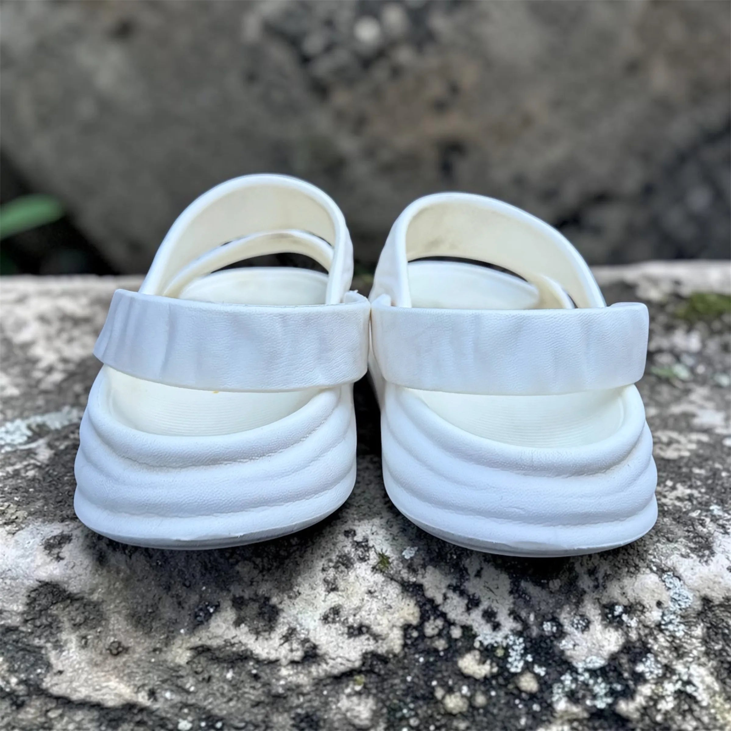White Double Strap Sandals | Buckle Sport Sandals | Comfortable Foam Slides