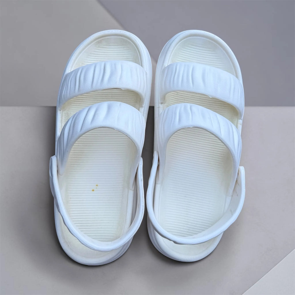 White Double Strap Sandals | Buckle Sport Sandals | Comfortable Foam Slides