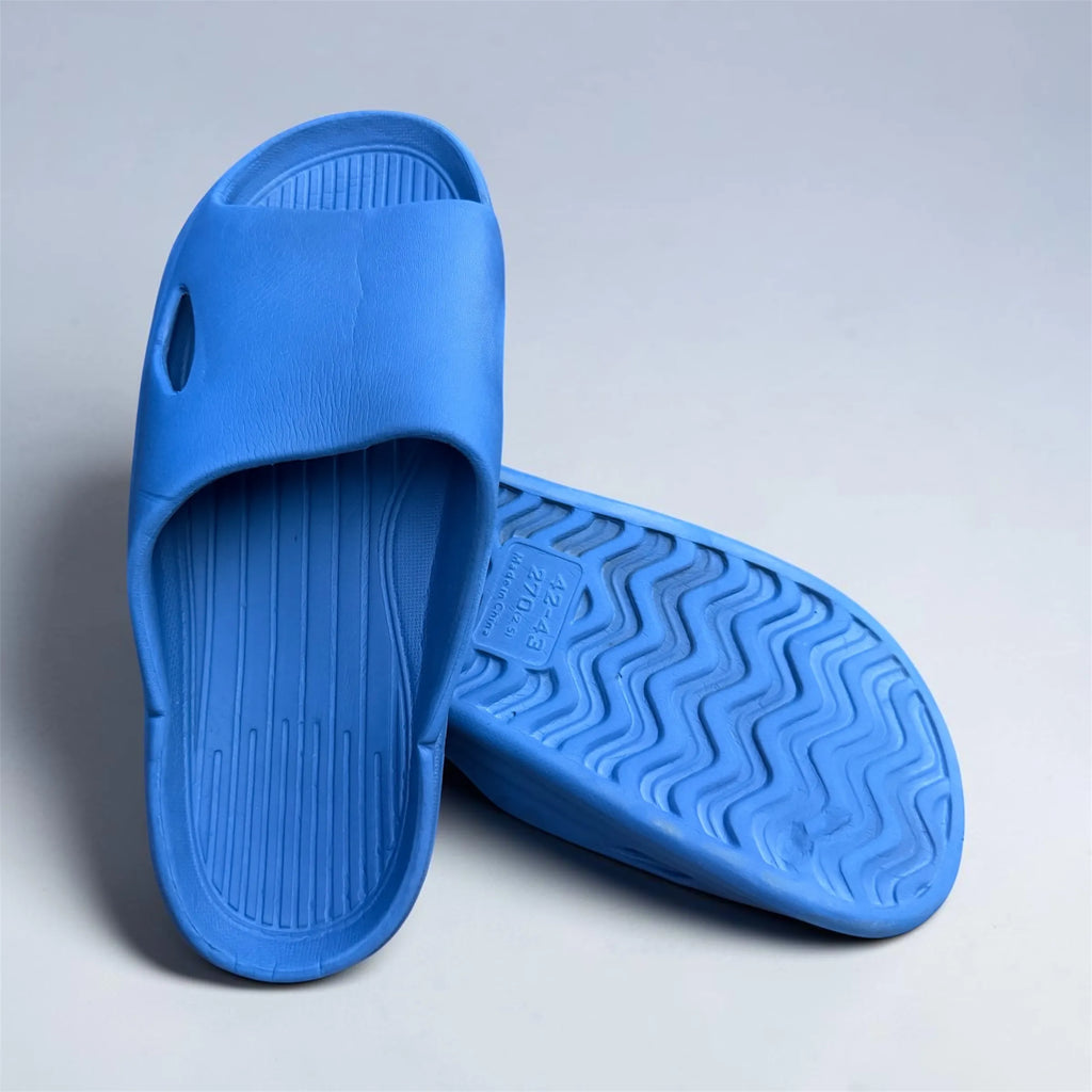 Blue Toe Post Flip Flops | Ribbed Foam Thong Sandals | Lightweight Everyday Slippers