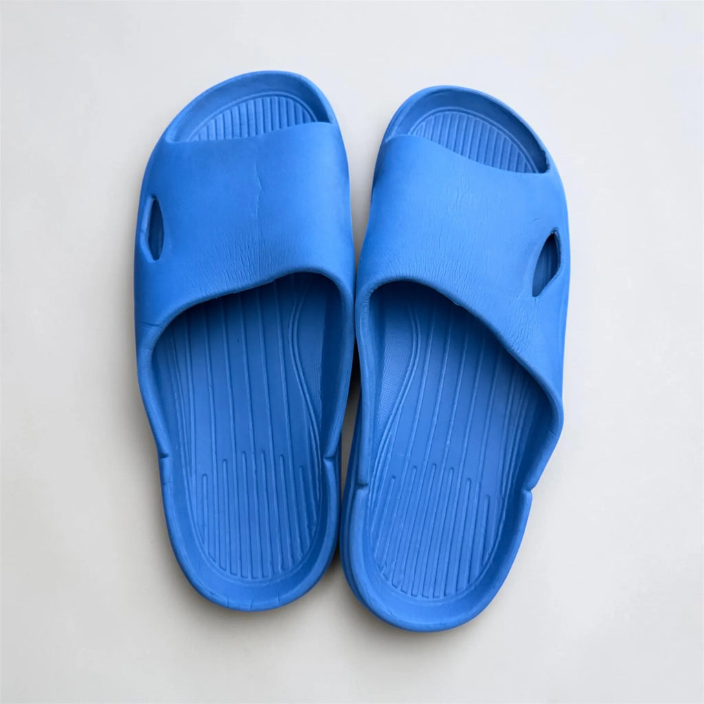Blue Toe Post Flip Flops | Ribbed Foam Thong Sandals | Lightweight Everyday Slippers