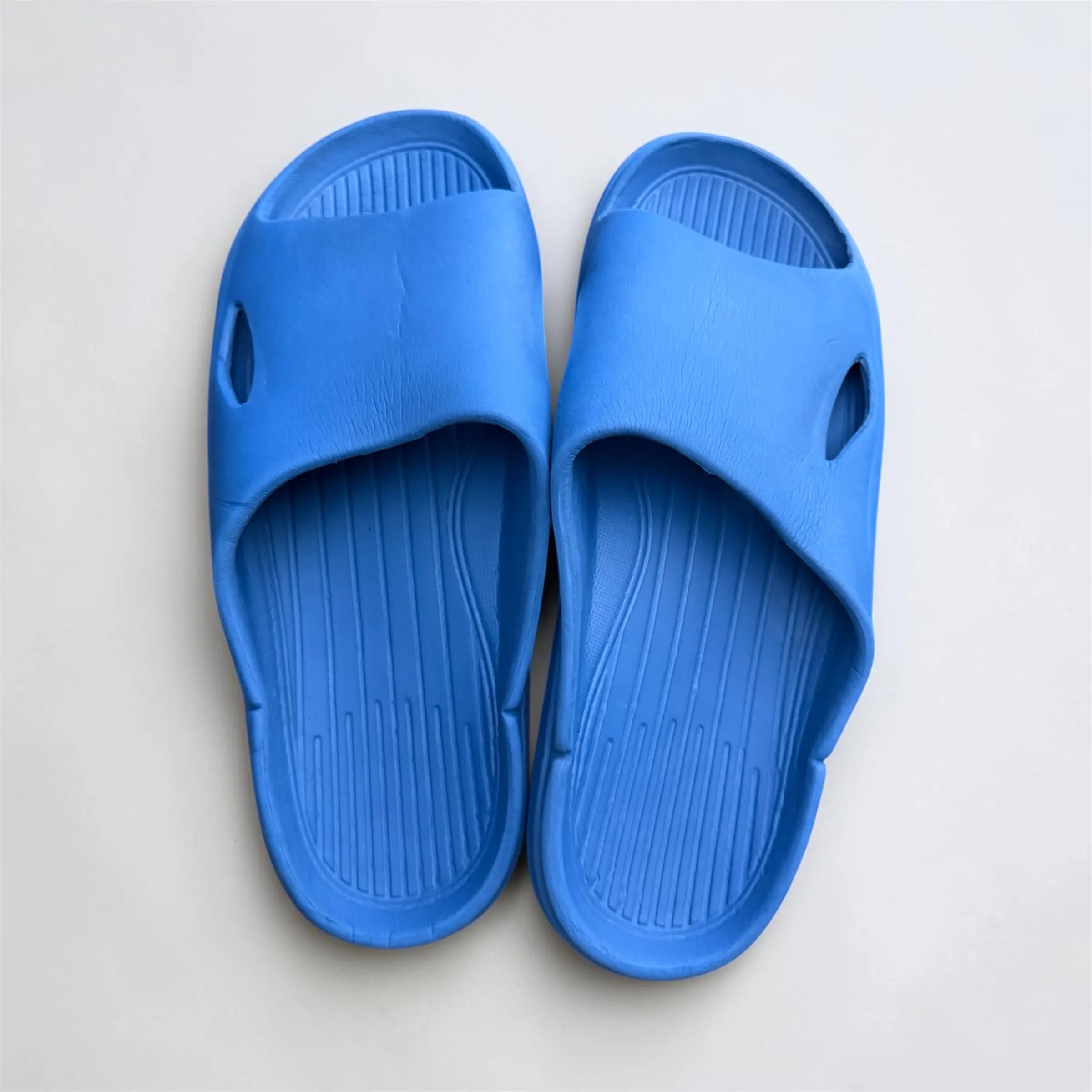 Blue Toe Post Flip Flops | Ribbed Foam Thong Sandals | Lightweight Everyday Slippers