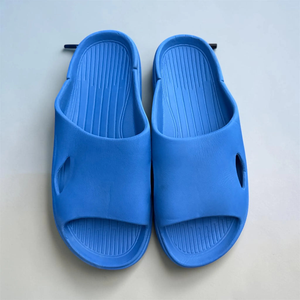 Blue Toe Post Flip Flops | Ribbed Foam Thong Sandals | Lightweight Everyday Slippers