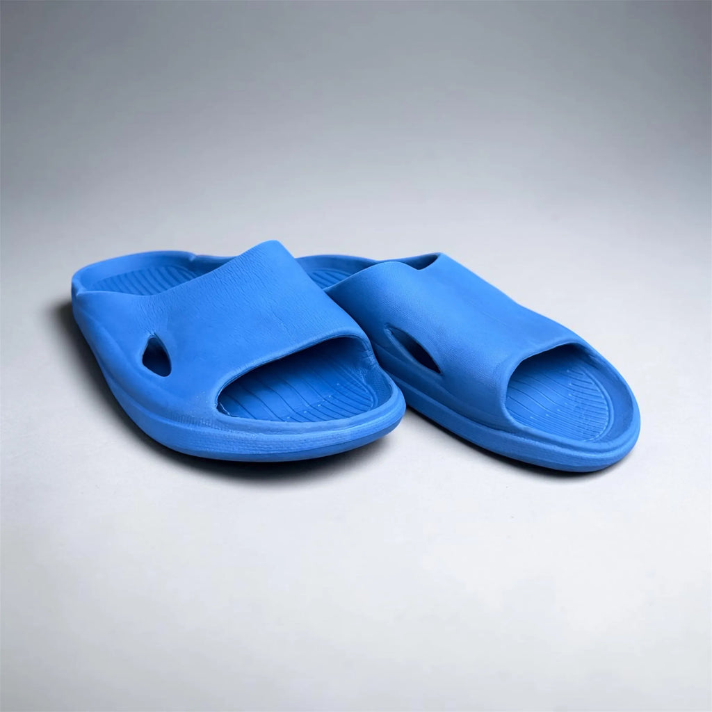 Blue Toe Post Flip Flops | Ribbed Foam Thong Sandals | Lightweight Everyday Slippers