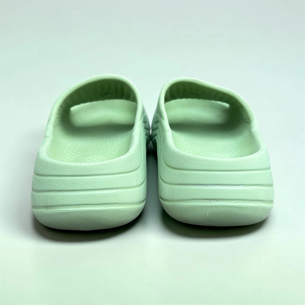 Mint Green FEAO Print Slides | "Just Go On" Slogan Foam Sliders | Comfortable Pillow Sole Slippers