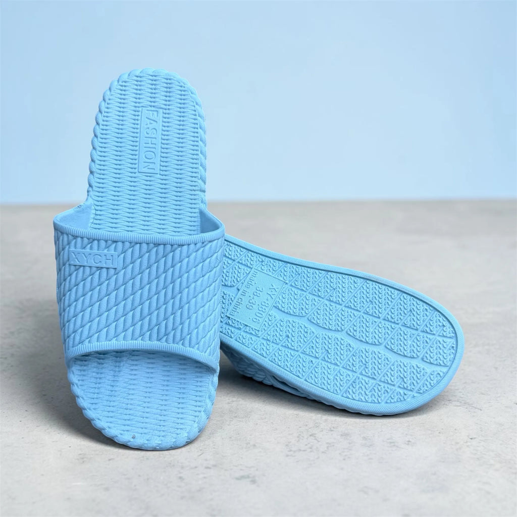 Sky Blue XYCH Rope Texture Slides | Fashion Embossed Footbed | Comfortable Foam Slippers