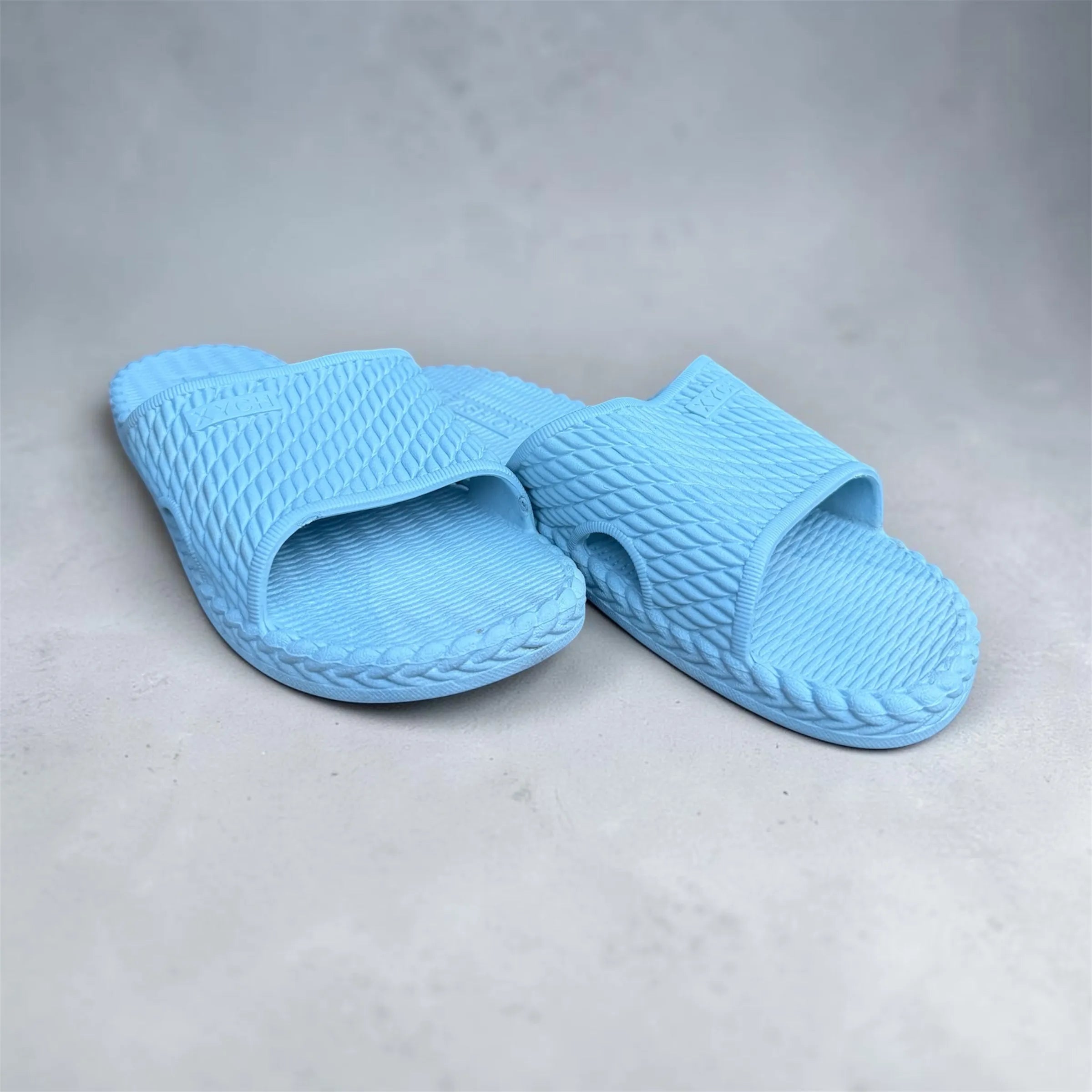 Sky Blue XYCH Rope Texture Slides | Fashion Embossed Footbed | Comfortable Foam Slippers