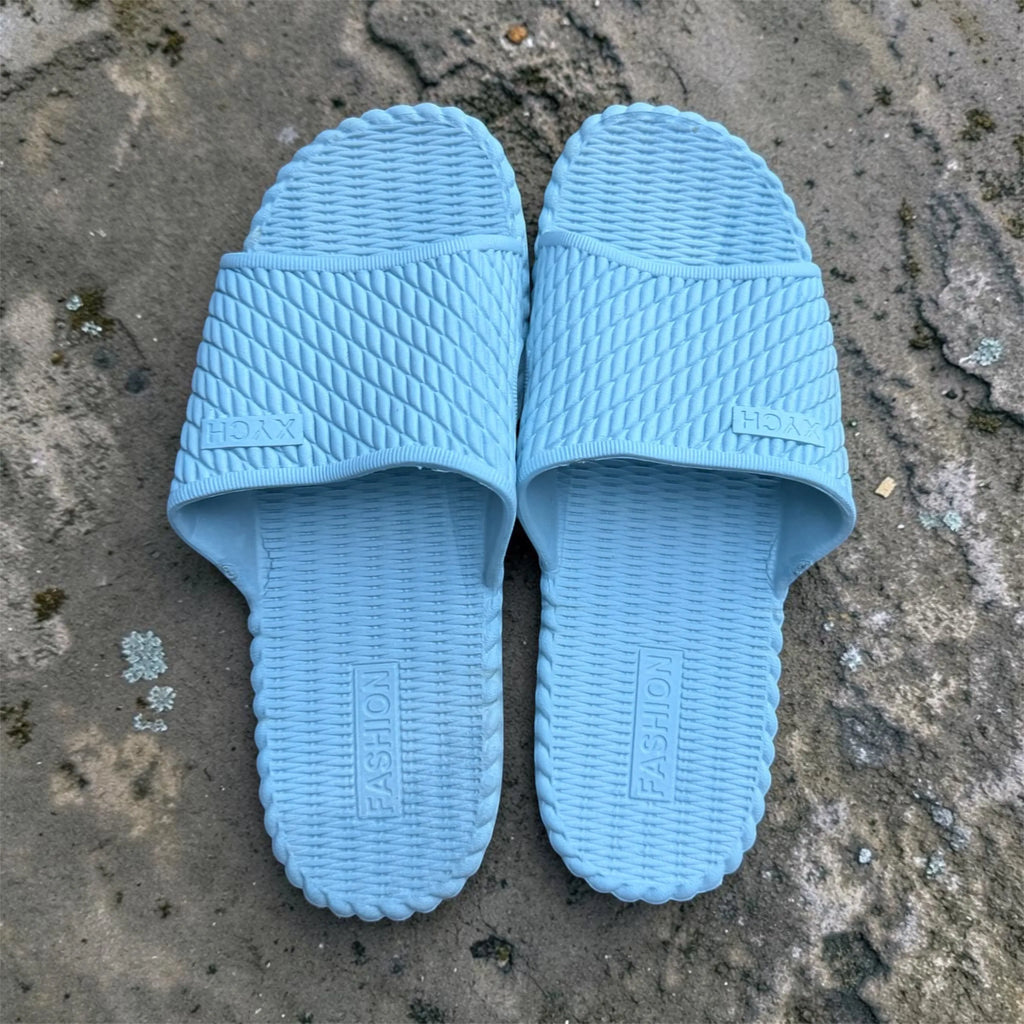Sky Blue XYCH Rope Texture Slides | Fashion Embossed Footbed | Comfortable Foam Slippers