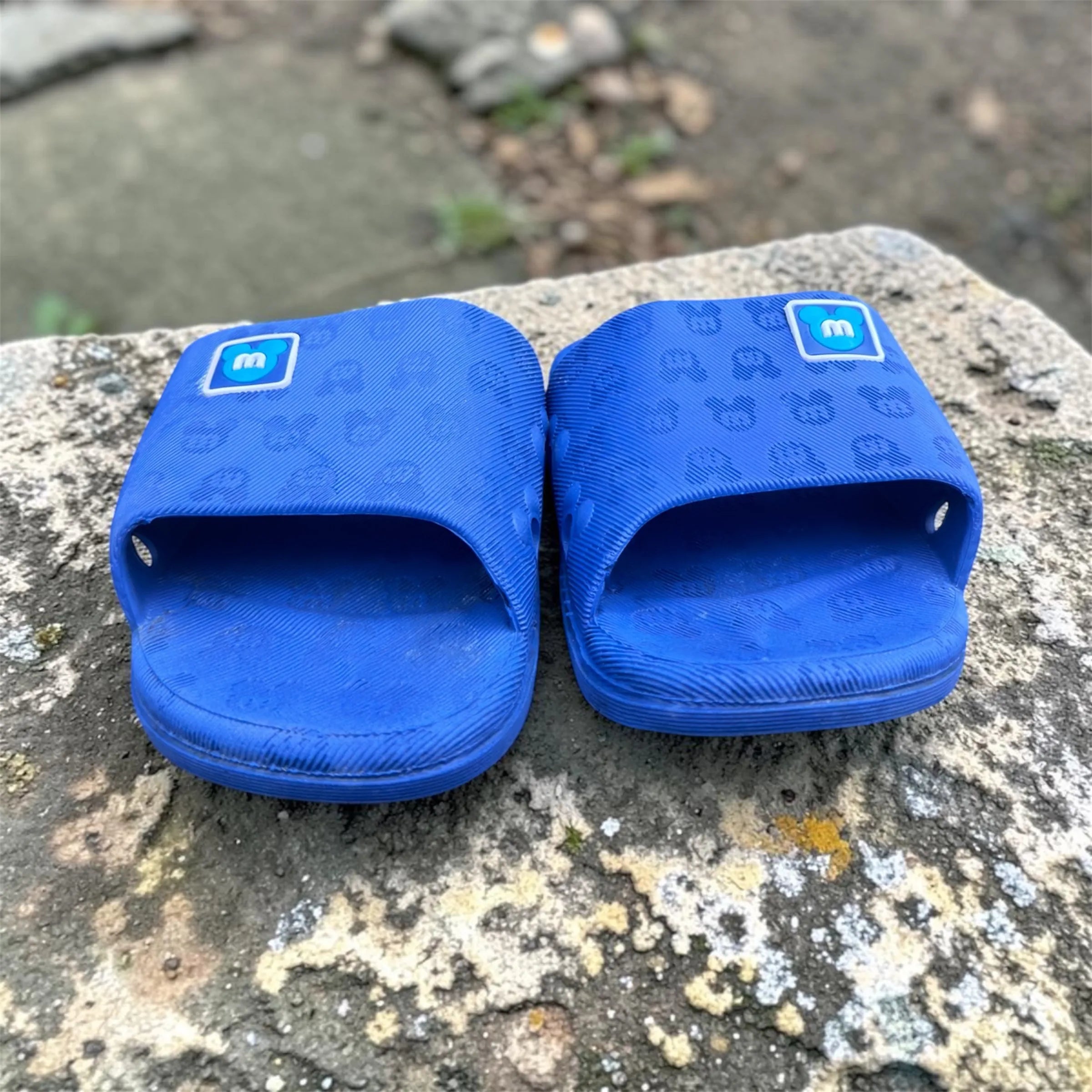 Royal Blue Mickey Print Slides | Comfortable Kids Slip-On Slippers