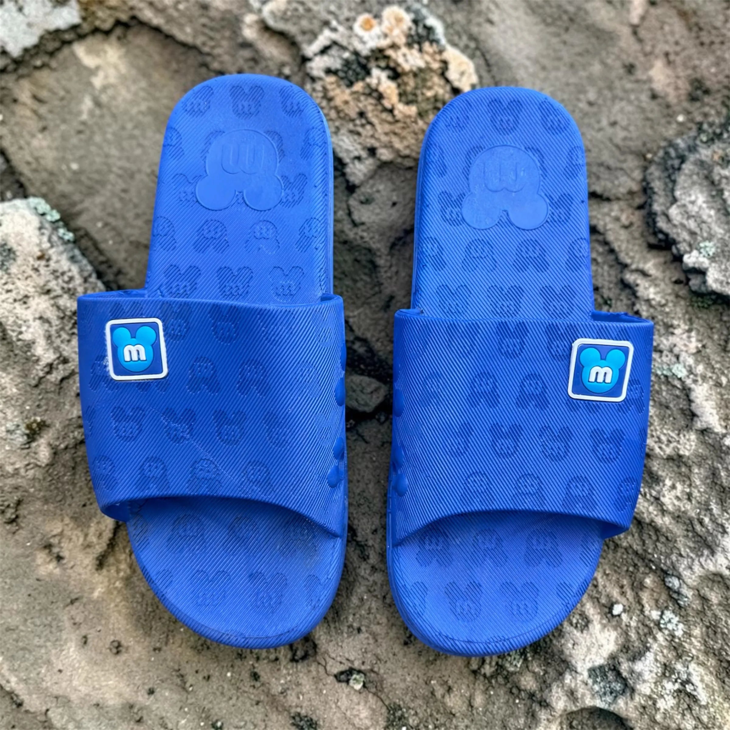 Royal Blue Mickey Print Slides | Comfortable Kids Slip-On Slippers