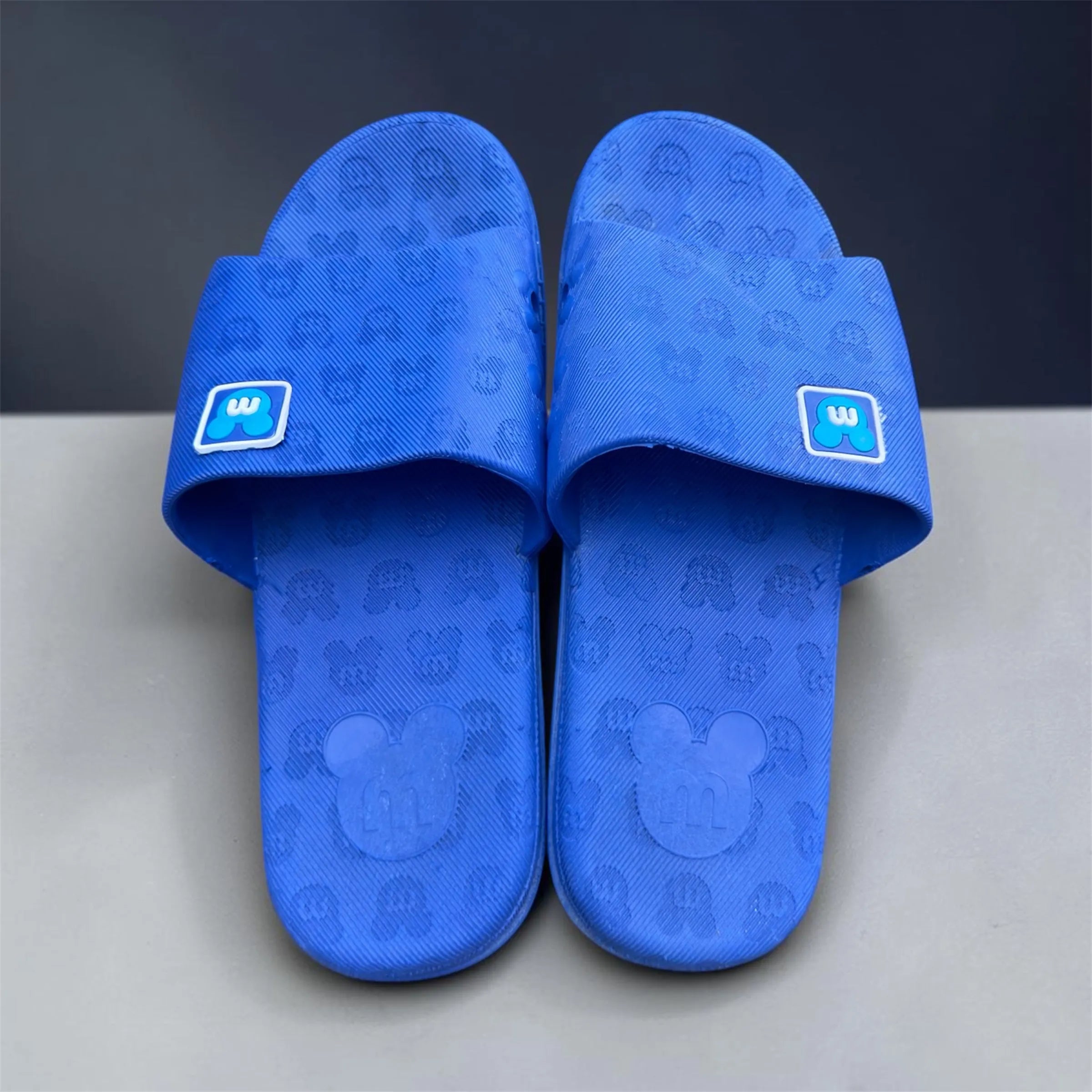 Royal Blue Mickey Print Slides | Comfortable Kids Slip-On Slippers