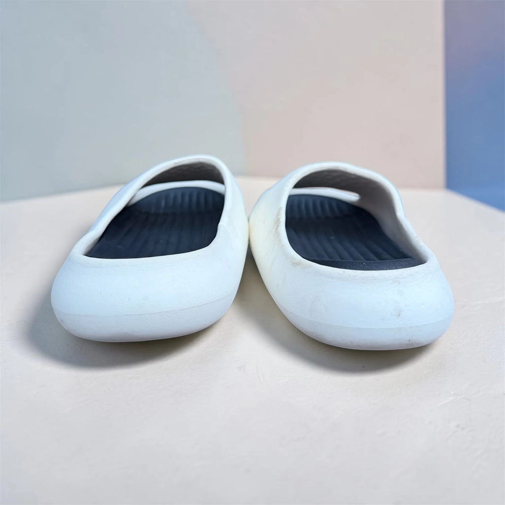 White & Navy Two-Tone Pillow Slides | Cloud Soft Thick Sole Sliders | Comfortable Slip-On Slippers