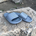 Grey "Cute" Dog Print Slides | Embossed Puppy Design Soft Sole Sliders | Comfortable Slip-On Slippers