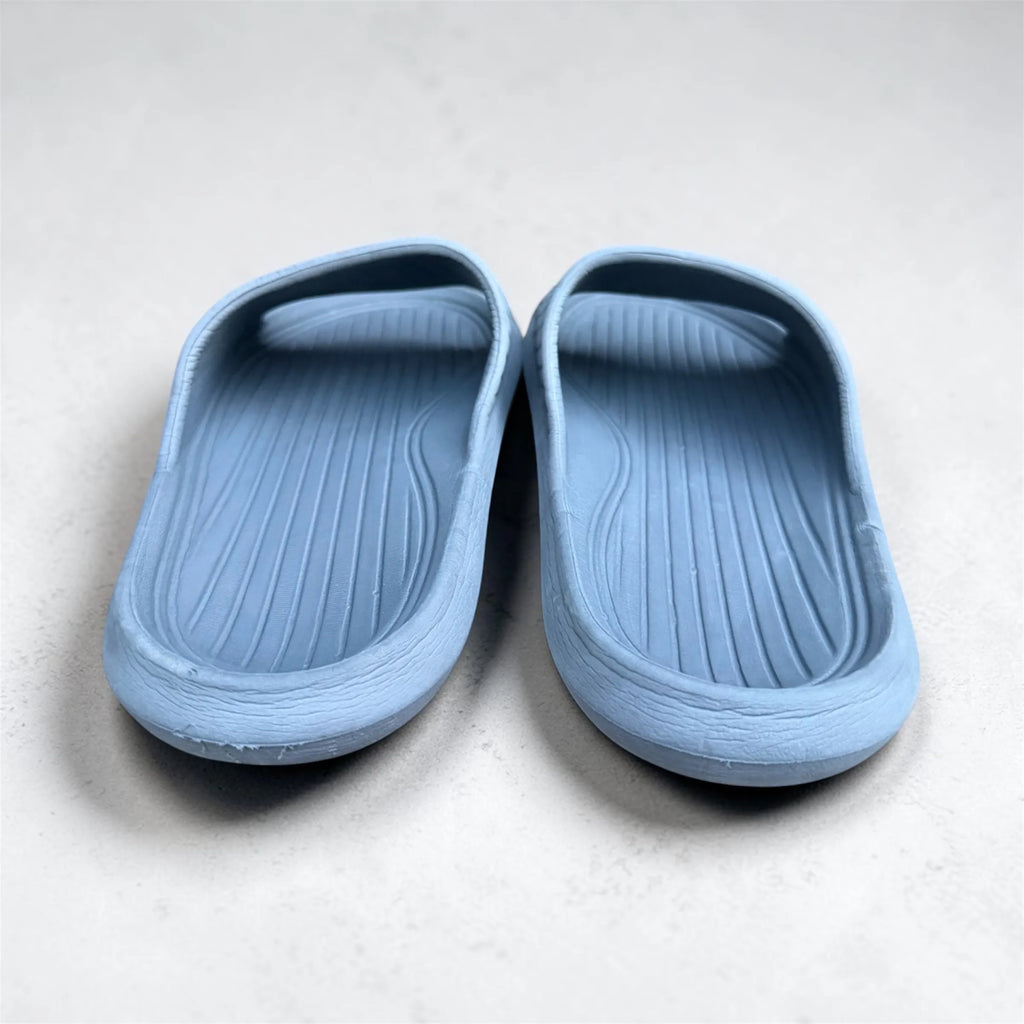 Grey "Cute" Dog Print Slides | Embossed Puppy Design Soft Sole Sliders | Comfortable Slip-On Slippers