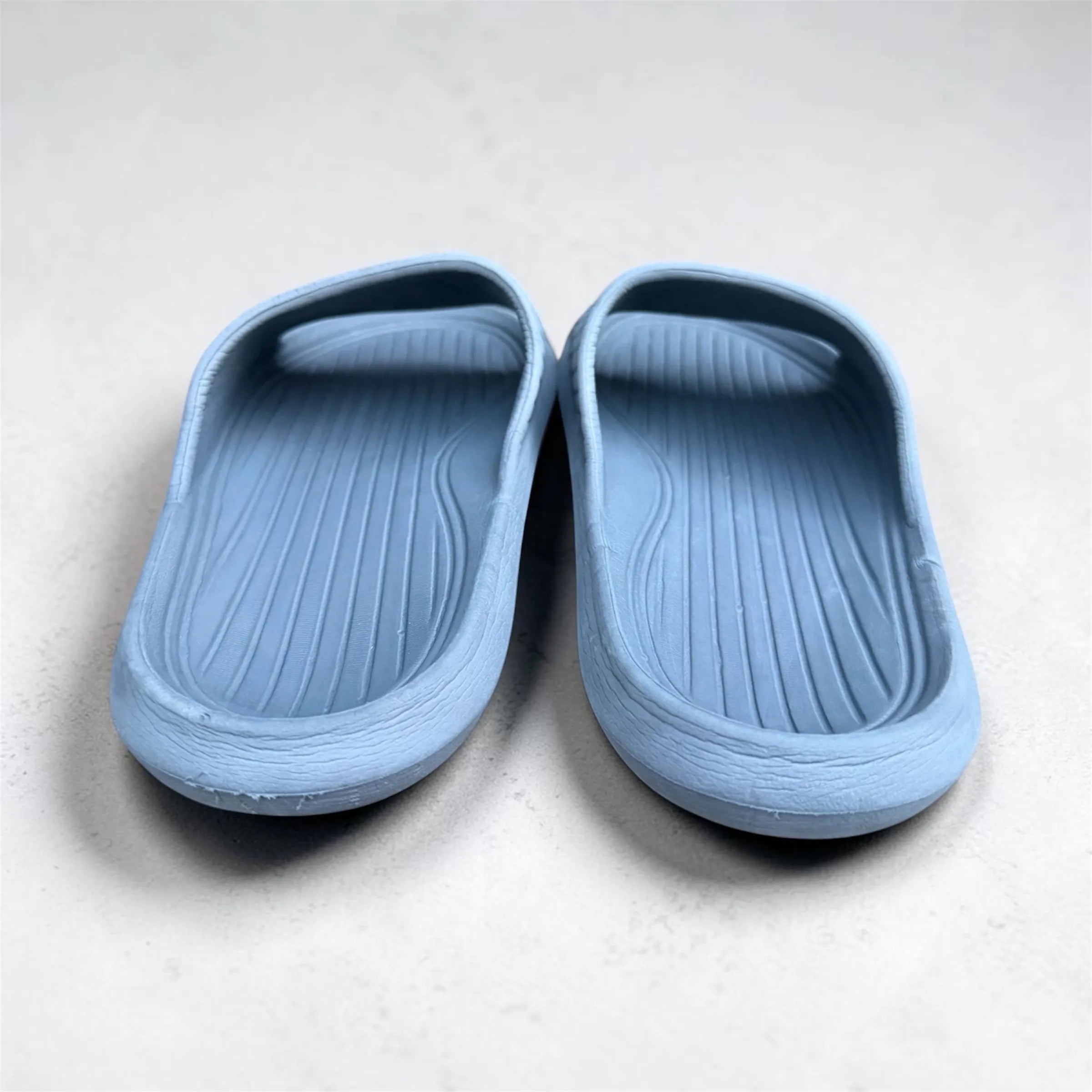 Grey "Cute" Dog Print Slides | Embossed Puppy Design Soft Sole Sliders | Comfortable Slip-On Slippers