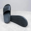 Black Pillow Slides | Massage Footbed Non-Slip Sole | Comfortable Slip-On Slippers