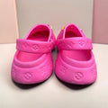 Hot Pink Charm Clogs | Cute Bear & Strawberry Pin Decorations | Comfortable Kids Slip-On Garden Shoes