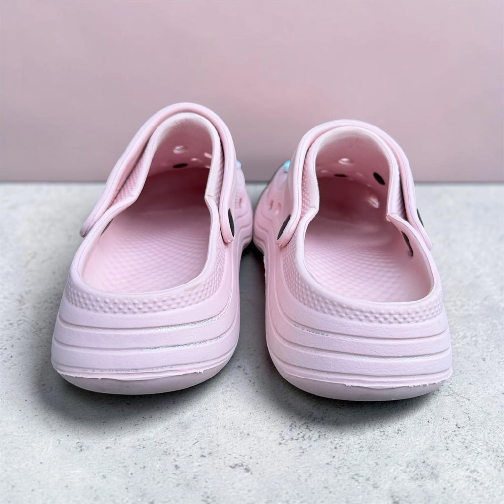 Pink Cartoon Charm Clogs | Cute Sponge Character Pin Decorations | Comfortable Slip-On Garden Shoes