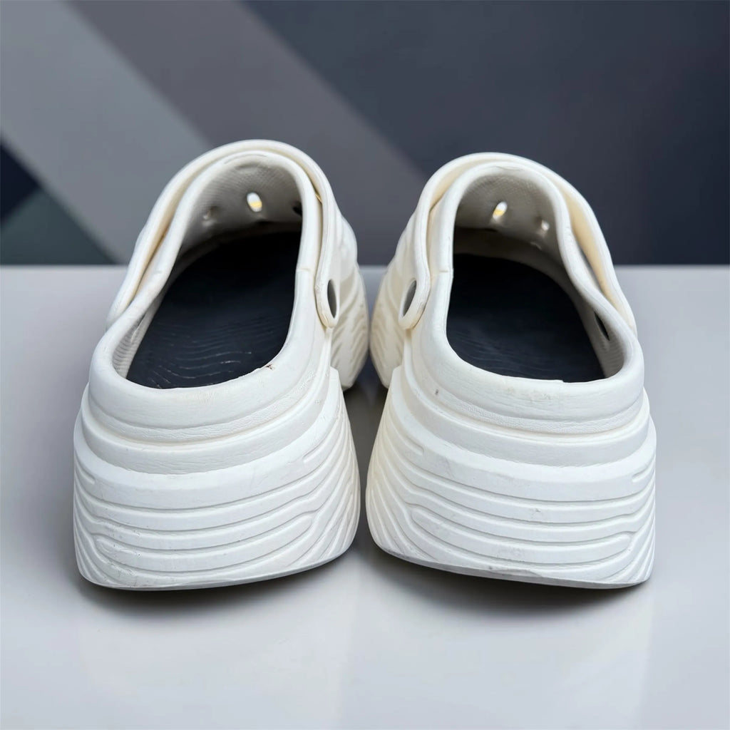 White Platform Clogs | Star & Heart Charm Decorations | Comfortable Thick Sole Slip-On Shoes