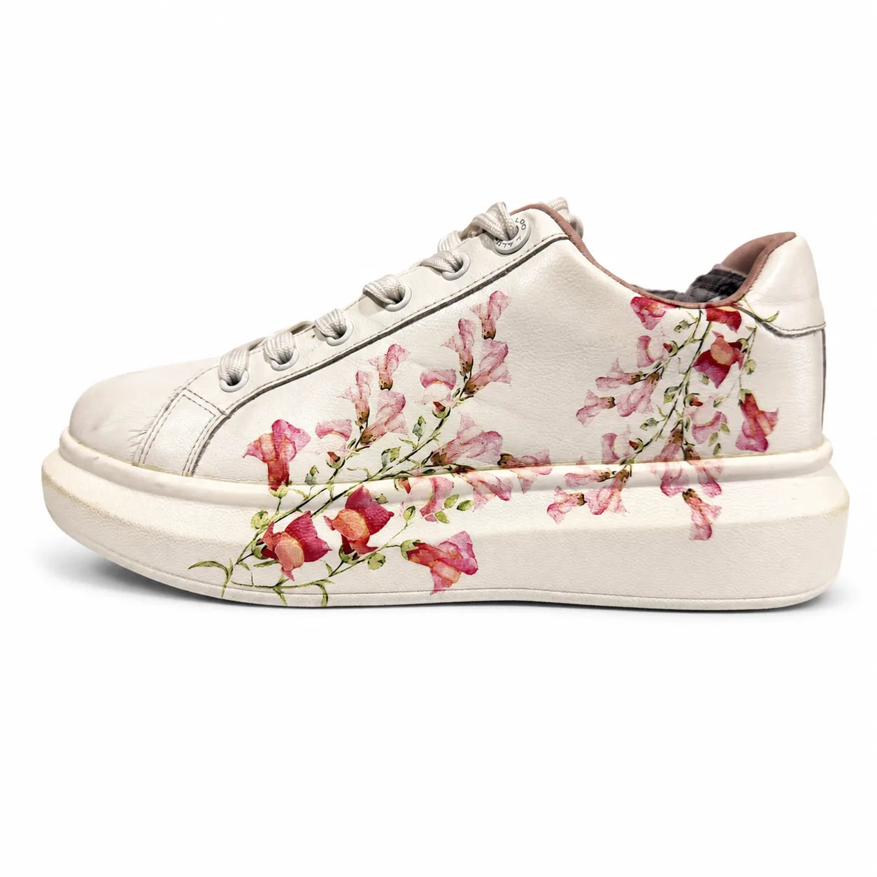 Aldo Peono Floral Lace-Up Platform Sneakers – White Floral Print