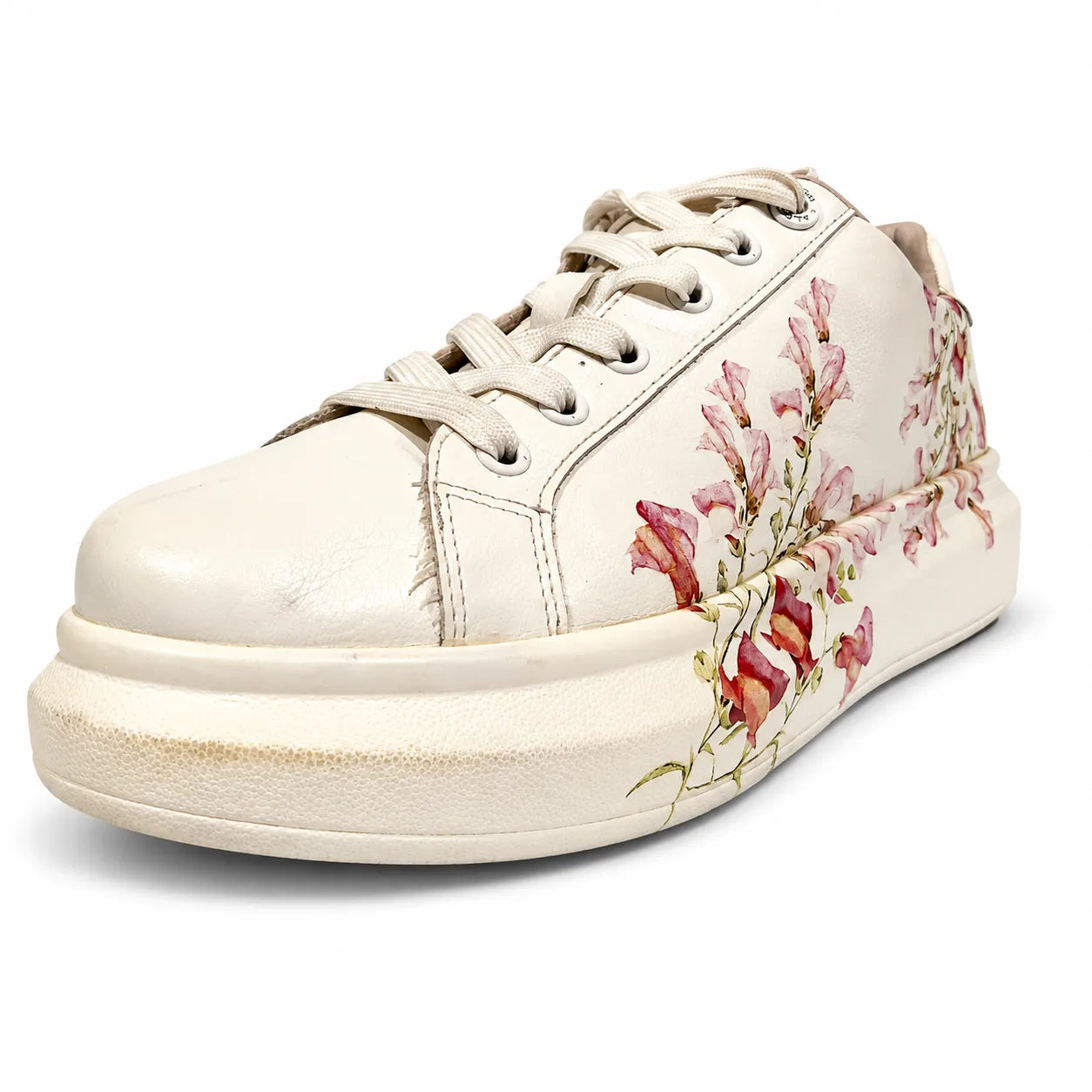 Aldo Peono Floral Lace-Up Platform Sneakers – White Floral Print